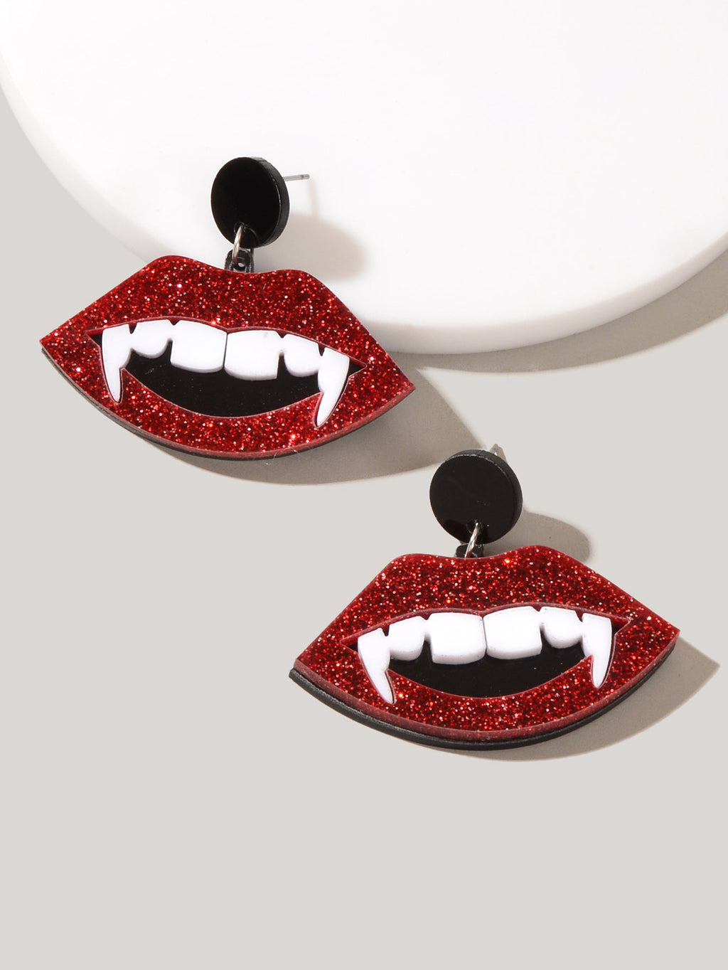 Halloween Accessories Dracula Punk Red Acrylic Vampire Lip Teeth Dangle Earrings
