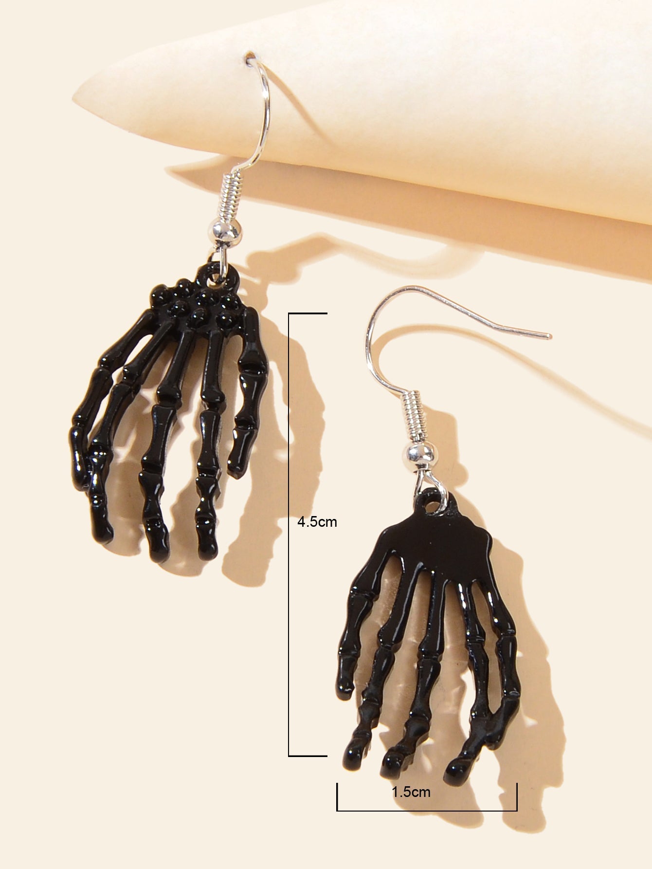 Punk Style Gothic Halloween Black Hand Skeleton Bone Men Women Dangle Earrings