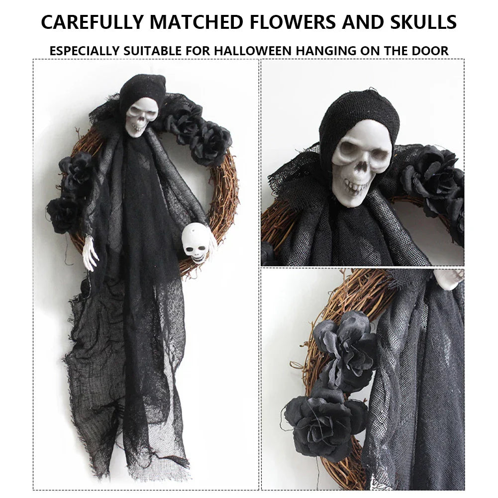 Handmade Halloween Skull Door Wreath