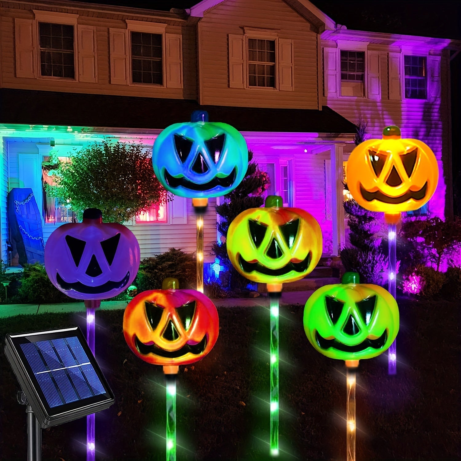 NNETM Solar-Powered Halloween Pumpkin Lights
